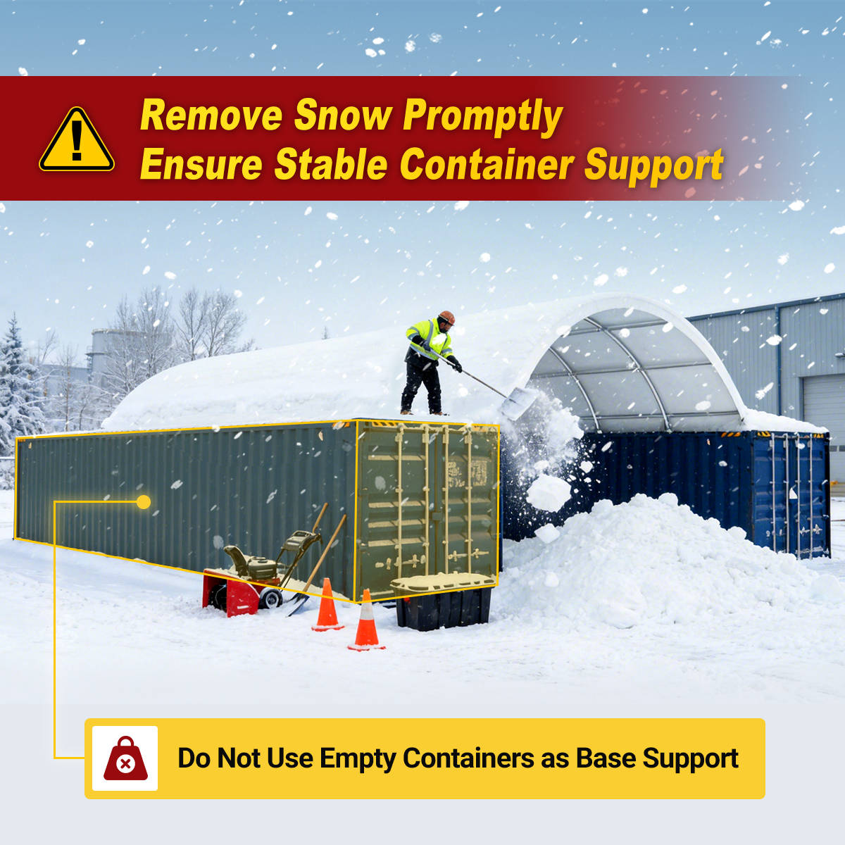 Reinforced 50FT x 40FT x 17FT Double Truss Container Shelter