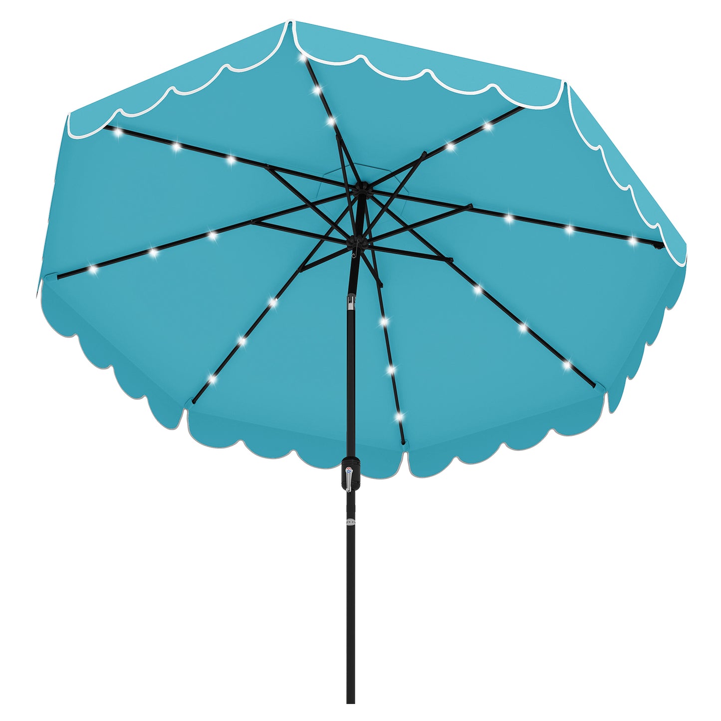 9.3 Feet Solar Patio Umbrella with 24 LED Lights Vented Top and Ruffles