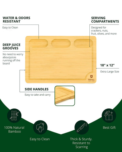 Cutting Board with Compartments, 18” x 12”