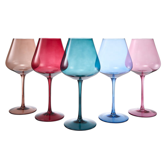 Stagioni Stemmed Wine Glassware, Set of 5, "May Flowers"