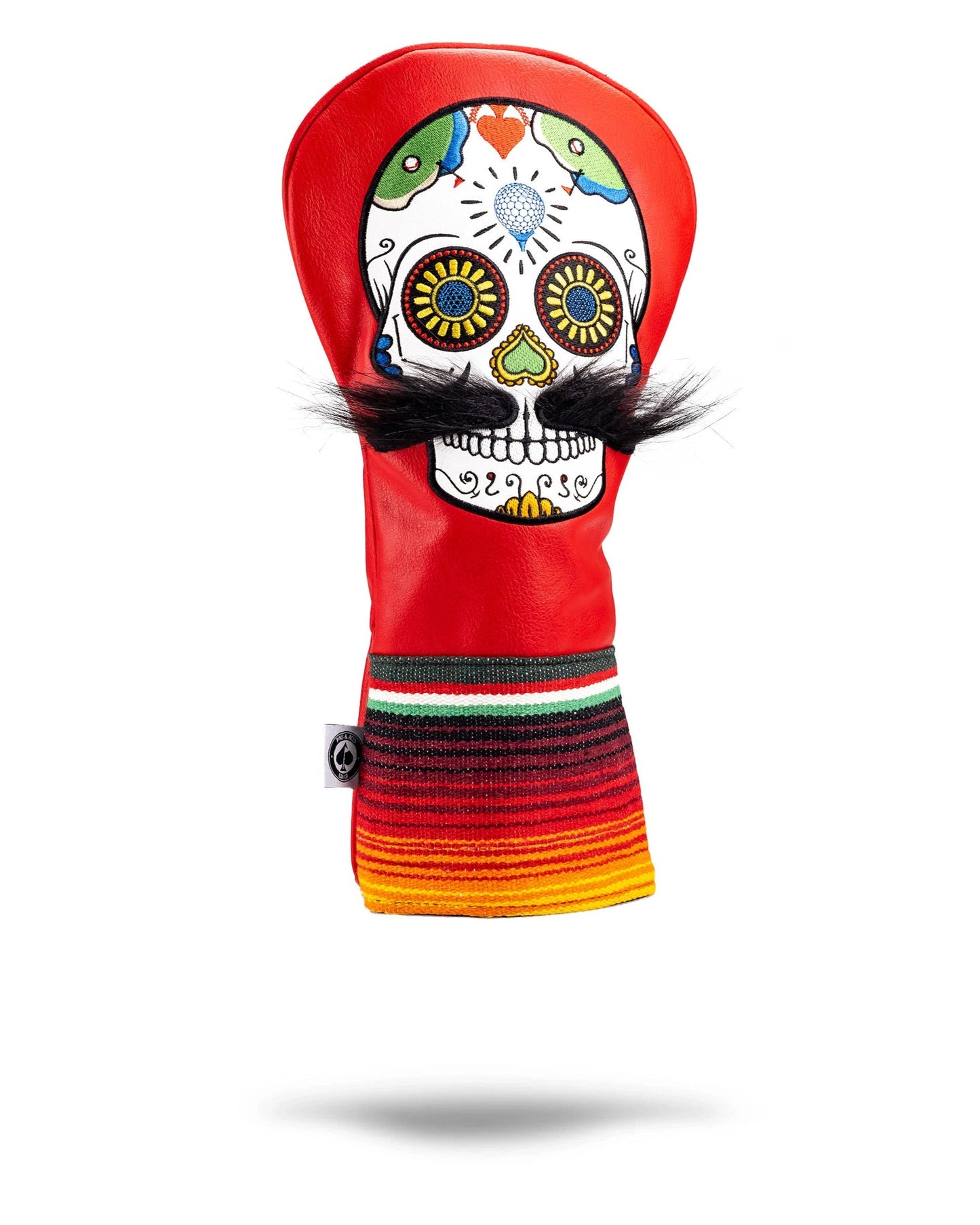 Mustache Sugar Skull - Driver Cover Red