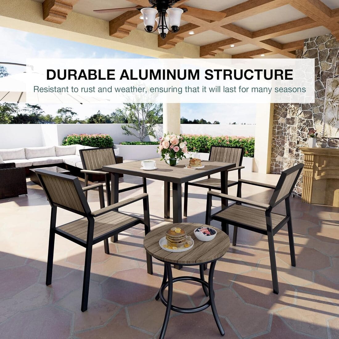 Grain Outdoor Dining Set, 8-Piece, Walnut