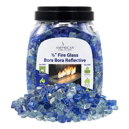 1/2" Pre-Mixed Fire Glass - 10lbs (Jar)
