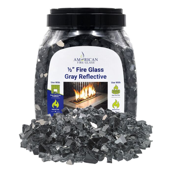 1/2" Reflective Fire Glass - 10lbs (Jar)