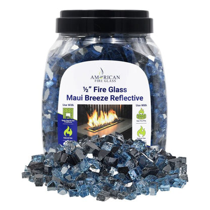 1/2" Pre-Mixed Fire Glass - 10lbs (Jar)