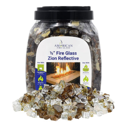 1/2" Pre-Mixed Fire Glass - 10lbs (Jar)