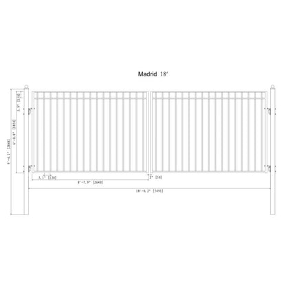 12FT - 18FT Heavy-Duty Madrid-Style Premium Steel Dual-Swing Driveway Gate
