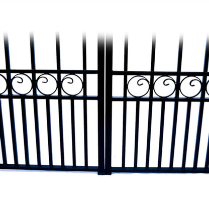 12FT - 18FT Heavy-Duty Paris-Style Steel Premium Dual-Swing Driveway Gate