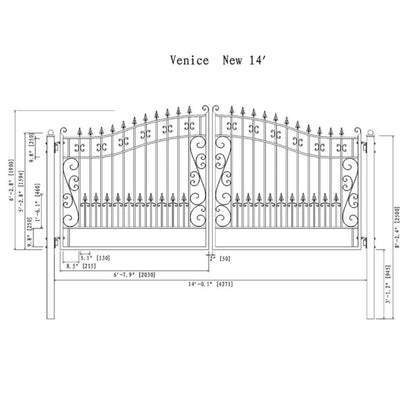 12FT - 18FT Heavy-Duty Venice-Style Steel Dual-Swing Driveway Gate