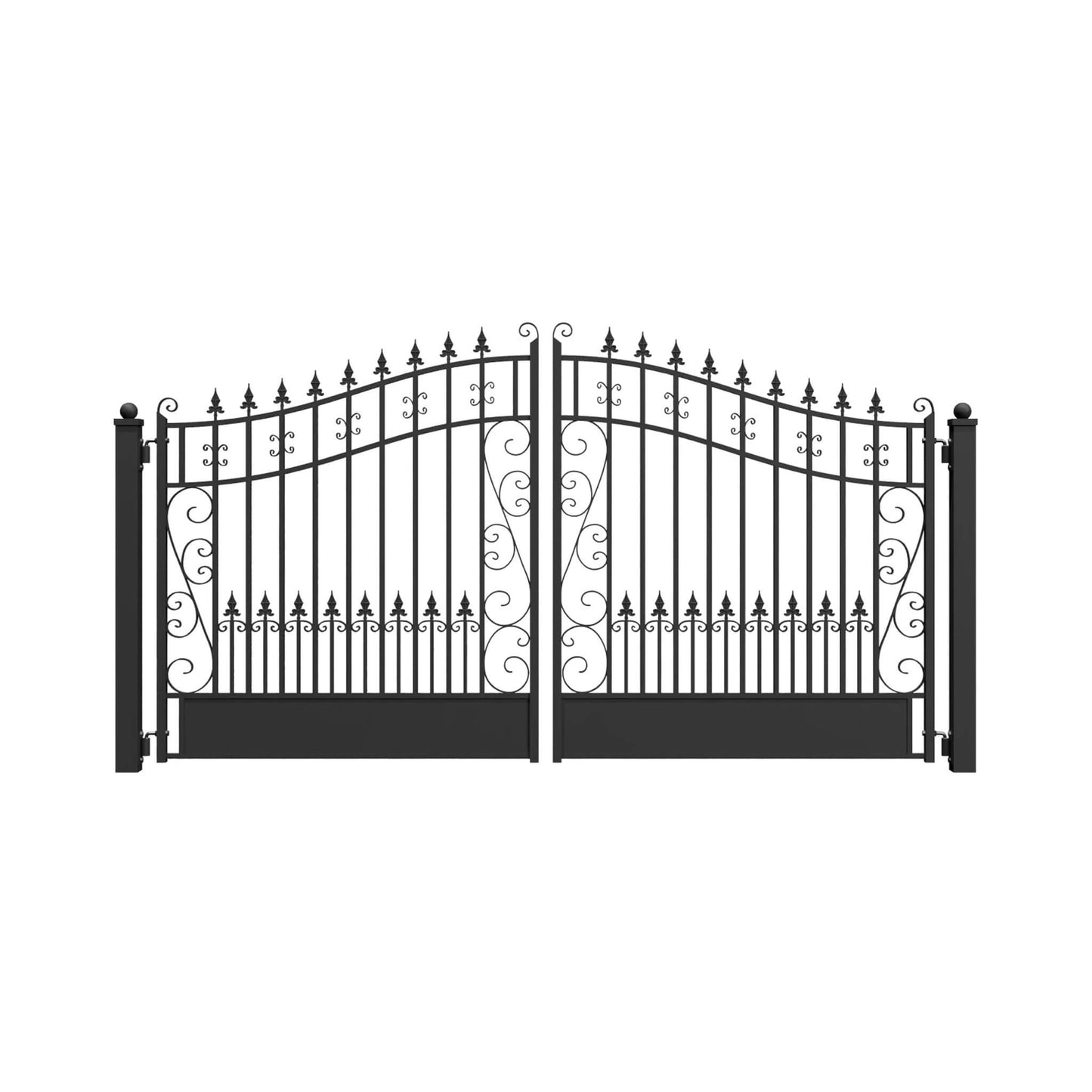 12FT - 18FT Heavy-Duty Venice-Style Steel Dual-Swing Driveway Gate