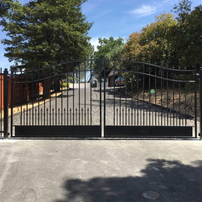 12FT - 18FT Heavy-Duty Venice-Style Steel Dual-Swing Driveway Gate