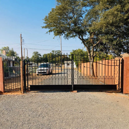 12FT - 18FT Heavy-Duty Venice-Style Steel Dual-Swing Driveway Gate