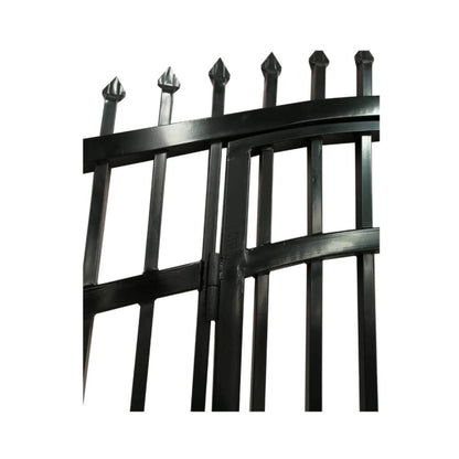 12FT - 18FT Heavy-Duty Vienna-Style Steel Dual-Swing Driveway Gate with Built-In Pedestrian Door