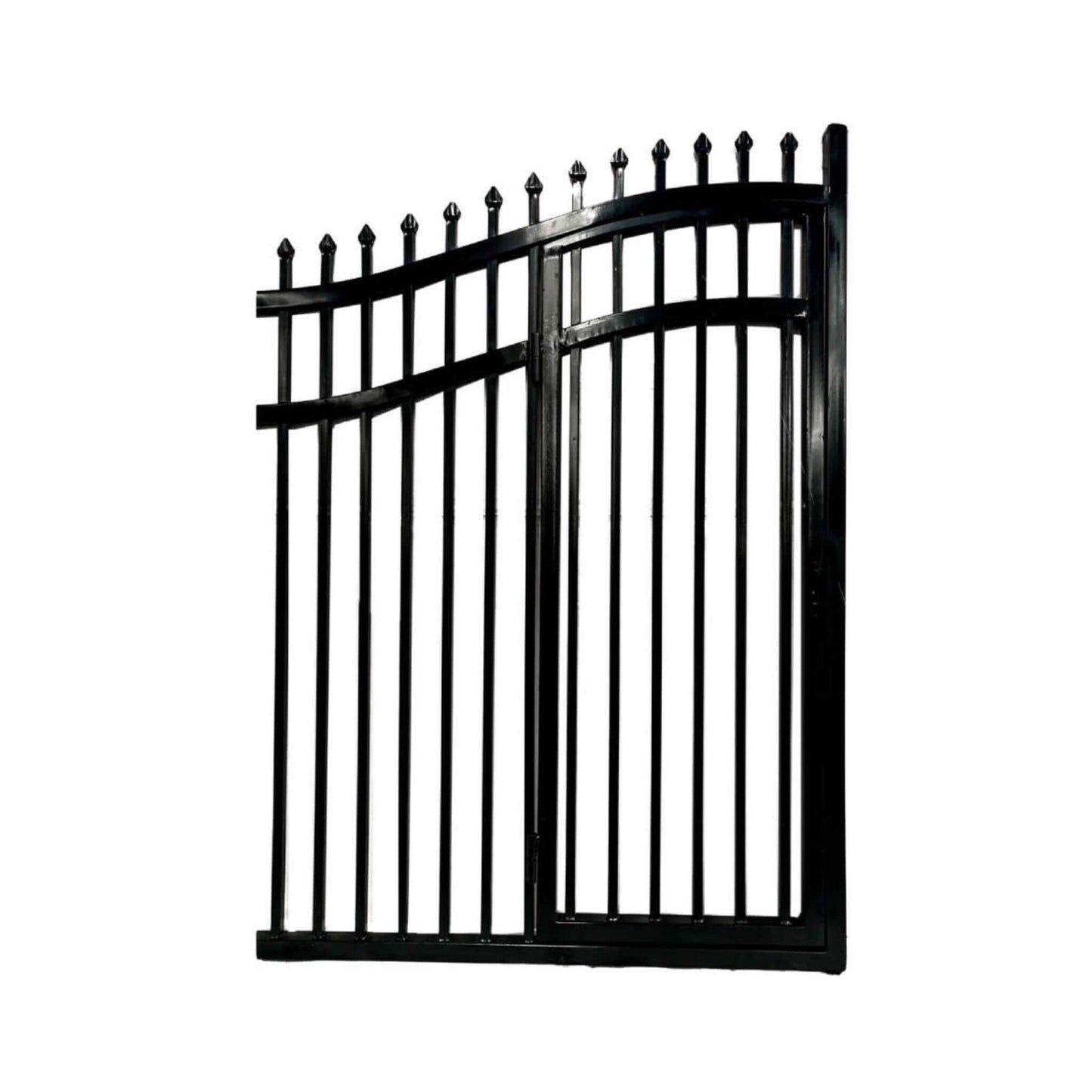 12FT - 18FT Heavy-Duty Vienna-Style Steel Dual-Swing Driveway Gate with Built-In Pedestrian Door