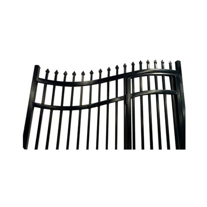 12FT - 18FT Heavy-Duty Vienna-Style Steel Dual-Swing Driveway Gate with Built-In Pedestrian Door