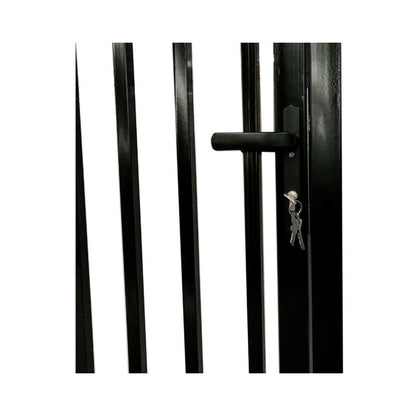 12FT - 18FT Heavy-Duty Vienna-Style Steel Dual-Swing Driveway Gate with Built-In Pedestrian Door