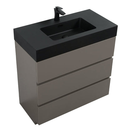 Nuvia 36 Inch Premium Modern Freestanding One-Piece Bathroom Vanity Set Without Drain And Faucet