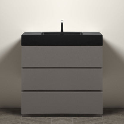 Nuvia 36 Inch Premium Modern Freestanding One-Piece Bathroom Vanity Set Without Drain And Faucet