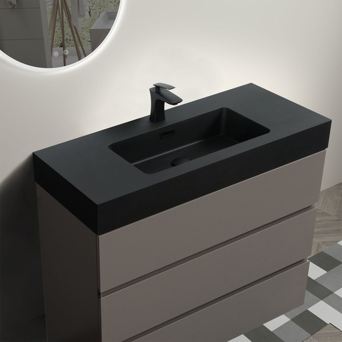 Nuvia 36 Inch Premium Modern Freestanding One-Piece Bathroom Vanity Set Without Drain And Faucet