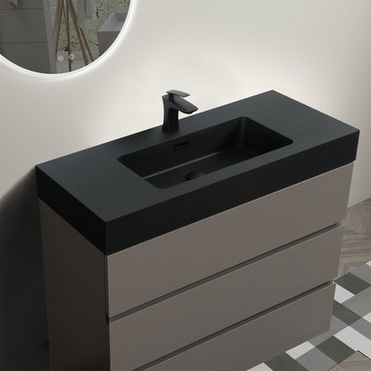 Nuvia 36 Inch Premium Modern Freestanding One-Piece Bathroom Vanity Set Without Drain And Faucet