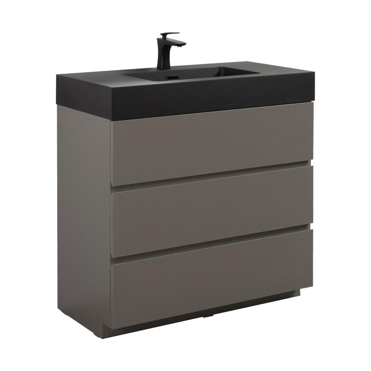 Nuvia 36 Inch Premium Modern Freestanding One-Piece Bathroom Vanity Set Without Drain And Faucet