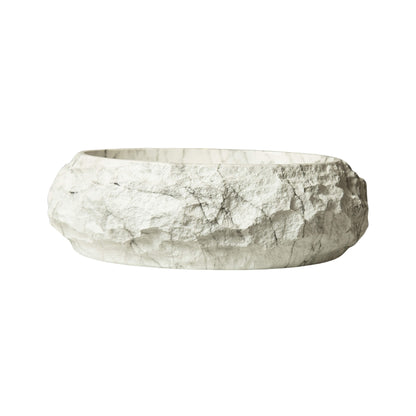 Alora 18-Inch Ivory Oval Bathroom Resin Vessel Basin Sink With Stone Pattern