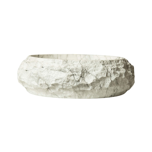 Alora 18-Inch Ivory Oval Bathroom Resin Vessel Basin Sink With Stone Pattern