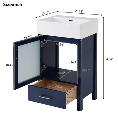 Alora 20-Inch Modern Bathroom Vanity With Ceramic Sink And Storage Cabinet