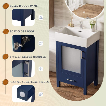 Alora 20-Inch Modern Bathroom Vanity With Ceramic Sink And Storage Cabinet