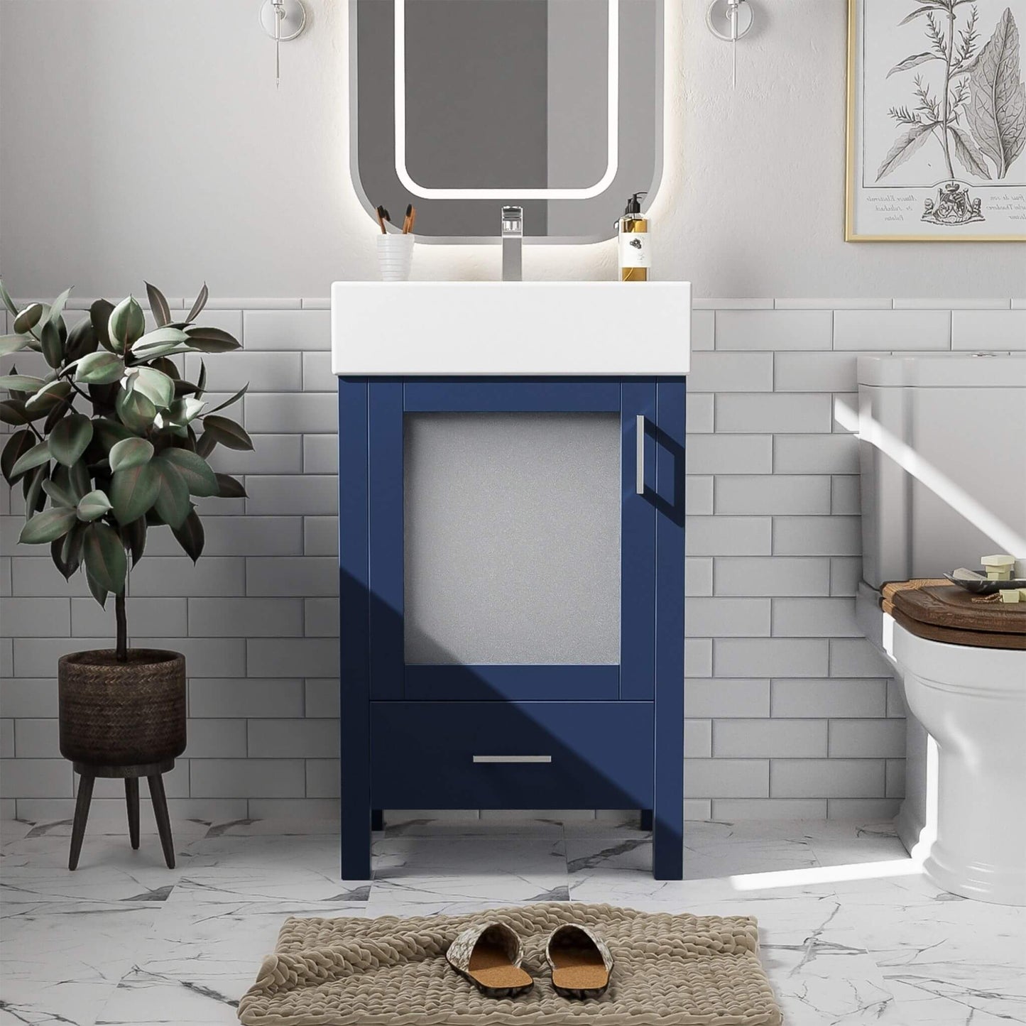 Alora 20-Inch Modern Bathroom Vanity With Ceramic Sink And Storage Cabinet
