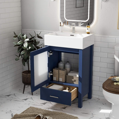 Alora 20-Inch Modern Bathroom Vanity With Ceramic Sink And Storage Cabinet