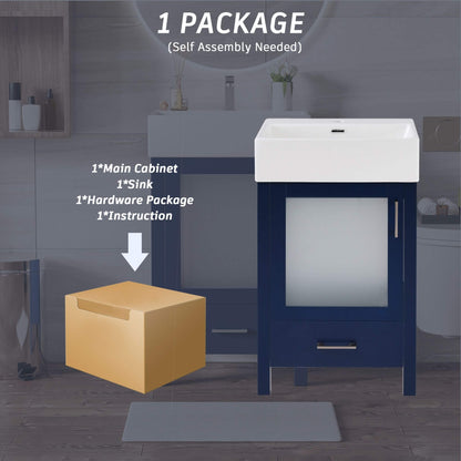 Alora 20-Inch Modern Bathroom Vanity With Ceramic Sink And Storage Cabinet