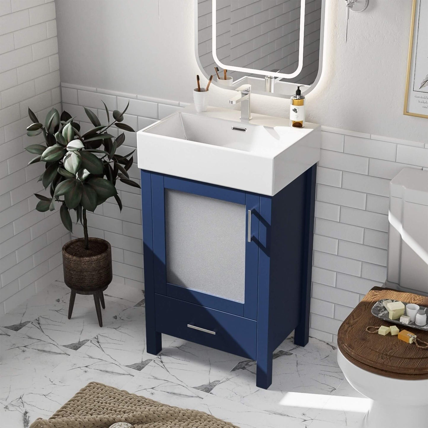 Alora 20-Inch Modern Bathroom Vanity With Ceramic Sink And Storage Cabinet