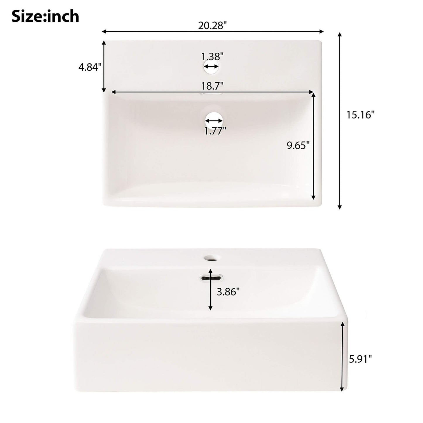 Alora 20-Inch Modern Bathroom Vanity With Ceramic Sink And Storage Cabinet