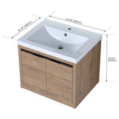 Alora Floating Walnut Bathroom Vanity With Resin Sink Soft Close Doors