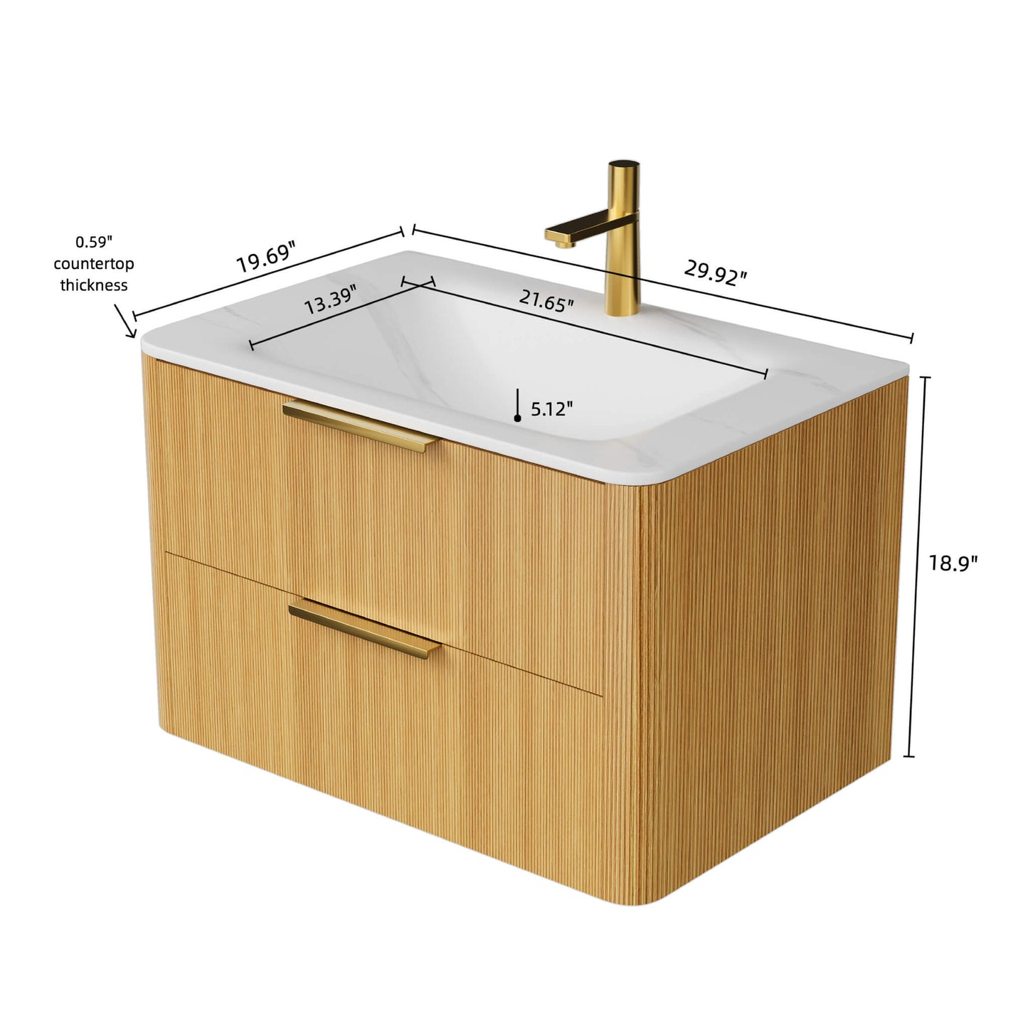 Alora Luxury 30/36-Inch Sintered Stone Floating Bathroom Vanity With Sink