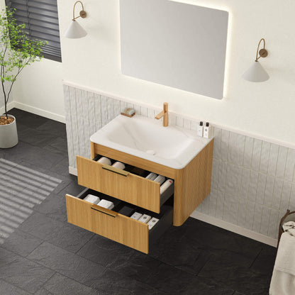 Alora Luxury 30/36-Inch Sintered Stone Floating Bathroom Vanity With Sink