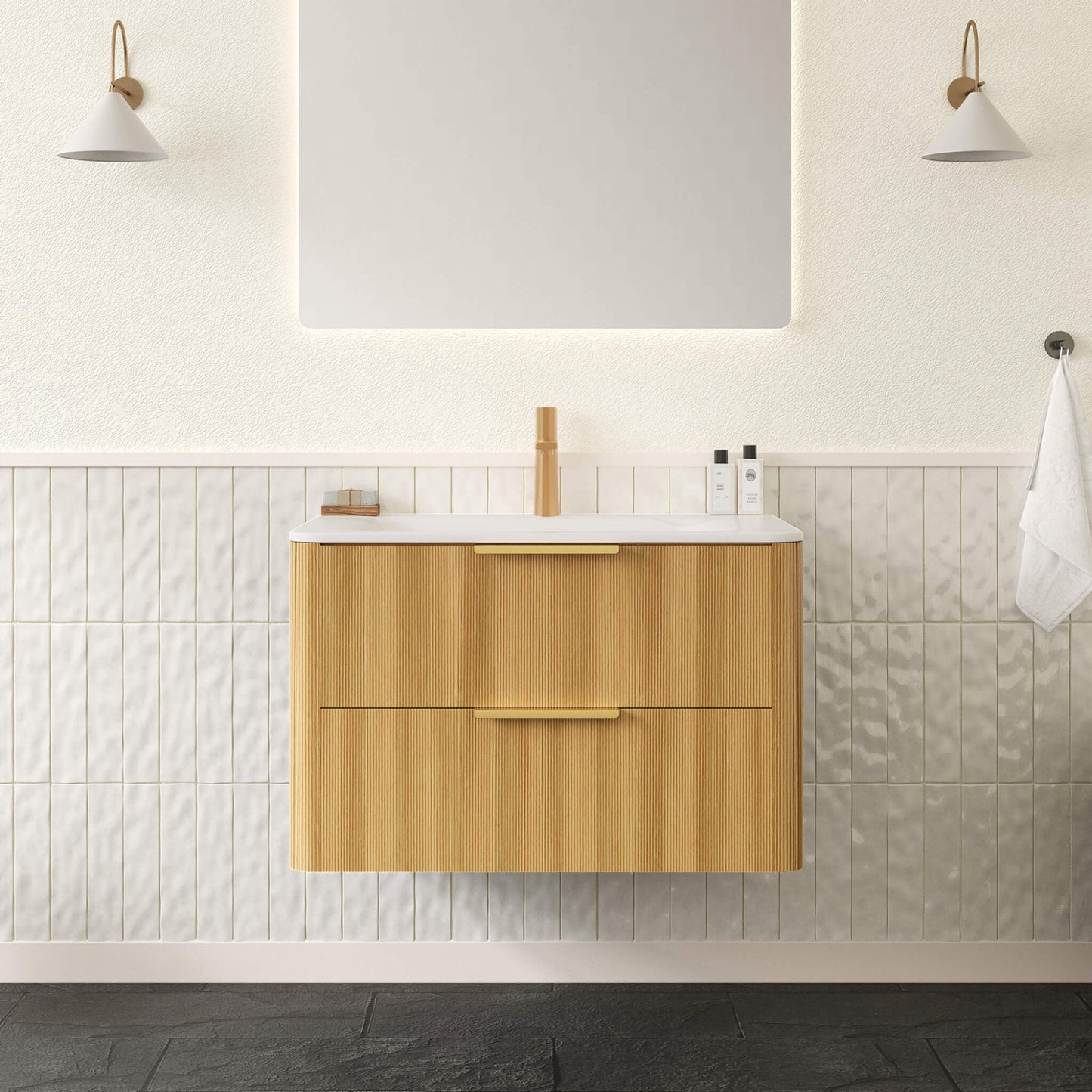 Alora Luxury 30/36-Inch Sintered Stone Floating Bathroom Vanity With Sink