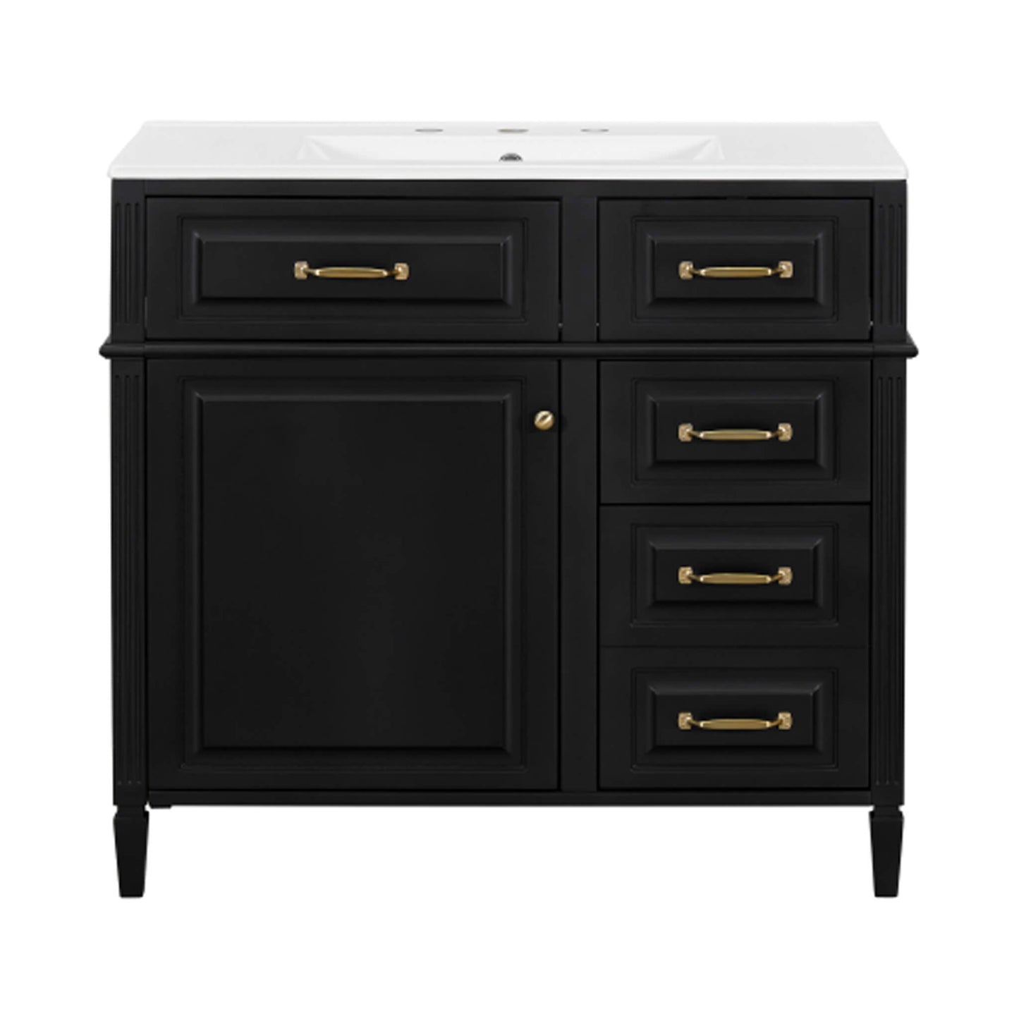 Alora 36-Inch Freestanding Bathroom Vanity With Ceramic Sink And Storage Cabinets [Faucet Not Included]
