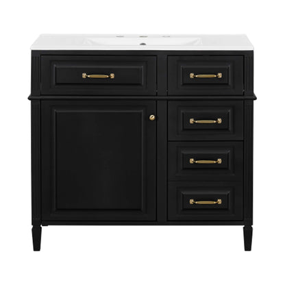 Alora 36-Inch Freestanding Bathroom Vanity With Ceramic Sink And Storage Cabinets [Faucet Not Included]