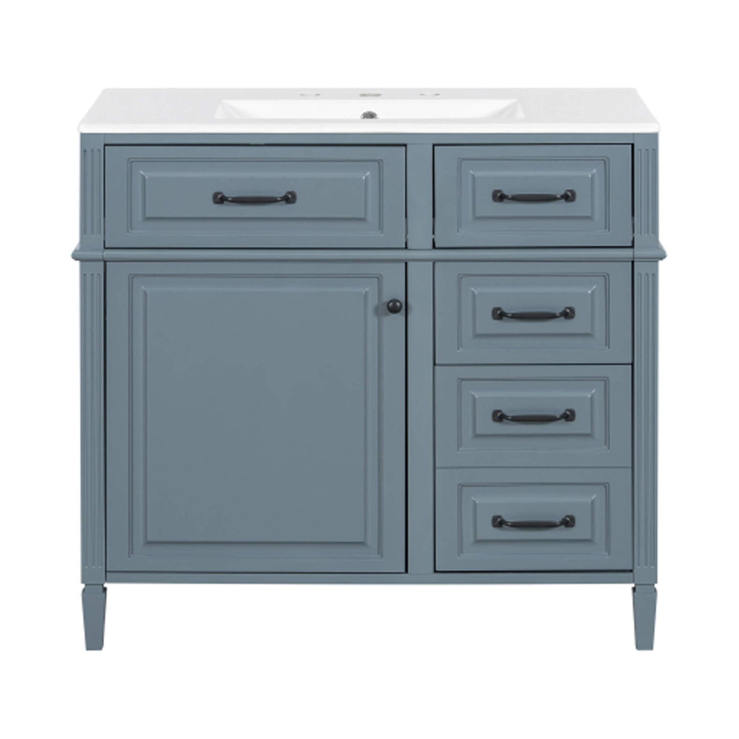 Alora 36-Inch Freestanding Bathroom Vanity With Ceramic Sink And Storage Cabinets [Faucet Not Included]