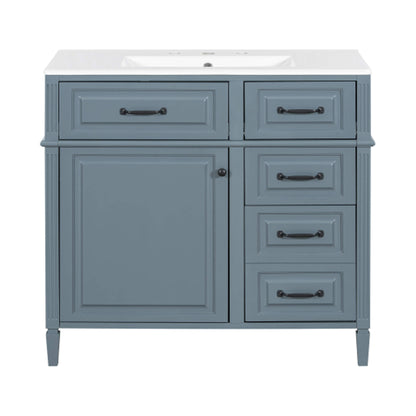 Alora 36-Inch Freestanding Bathroom Vanity With Ceramic Sink And Storage Cabinets [Faucet Not Included]