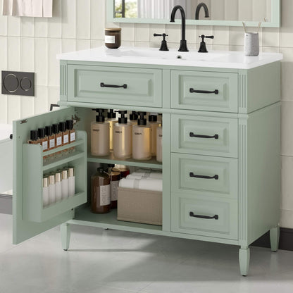 Alora 36-Inch Freestanding Bathroom Vanity With Ceramic Sink And Storage Cabinets [Faucet Not Included]