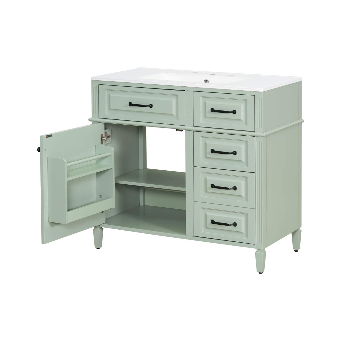 Alora 36-Inch Freestanding Bathroom Vanity With Ceramic Sink And Storage Cabinets [Faucet Not Included]