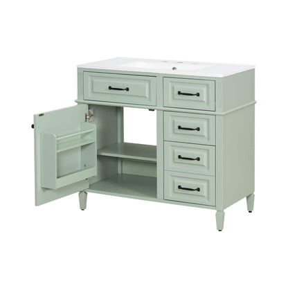 Alora 36-Inch Freestanding Bathroom Vanity With Ceramic Sink And Storage Cabinets [Faucet Not Included]