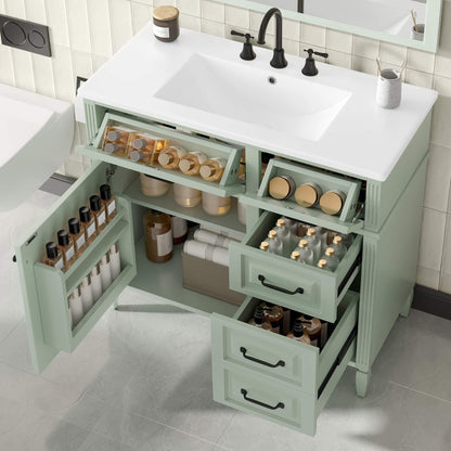 Alora 36-Inch Freestanding Bathroom Vanity With Ceramic Sink And Storage Cabinets [Faucet Not Included]