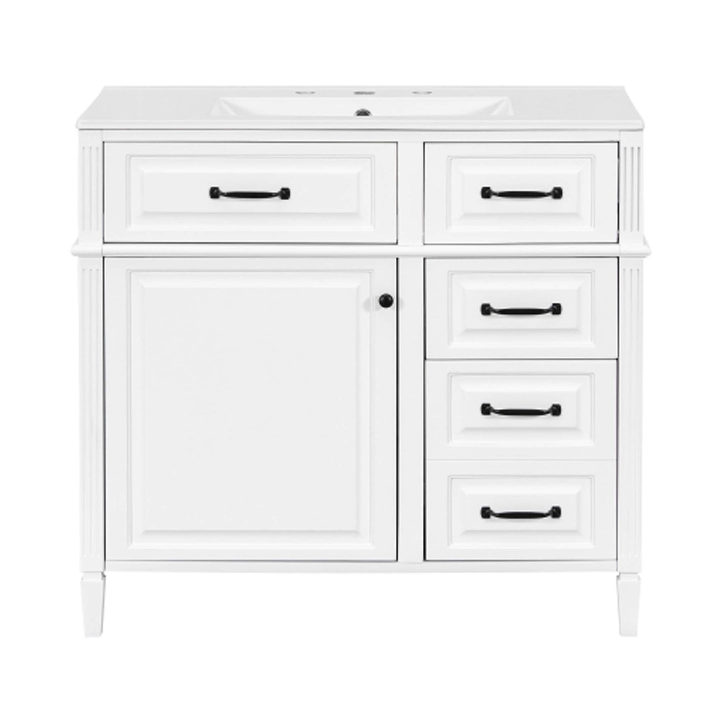 Alora 36-Inch Freestanding Bathroom Vanity With Ceramic Sink And Storage Cabinets [Faucet Not Included]