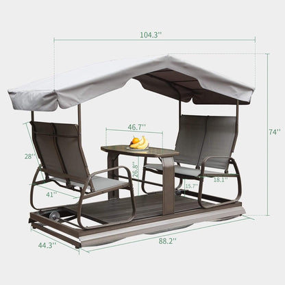 Alora 4-Seat Outdoor Aluminum Patio Swing Glider Bench with Canopy