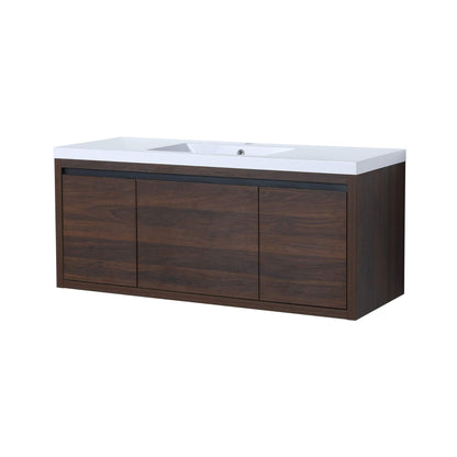 Alora Floating Walnut Bathroom Vanity With Resin Sink Soft Close Doors
