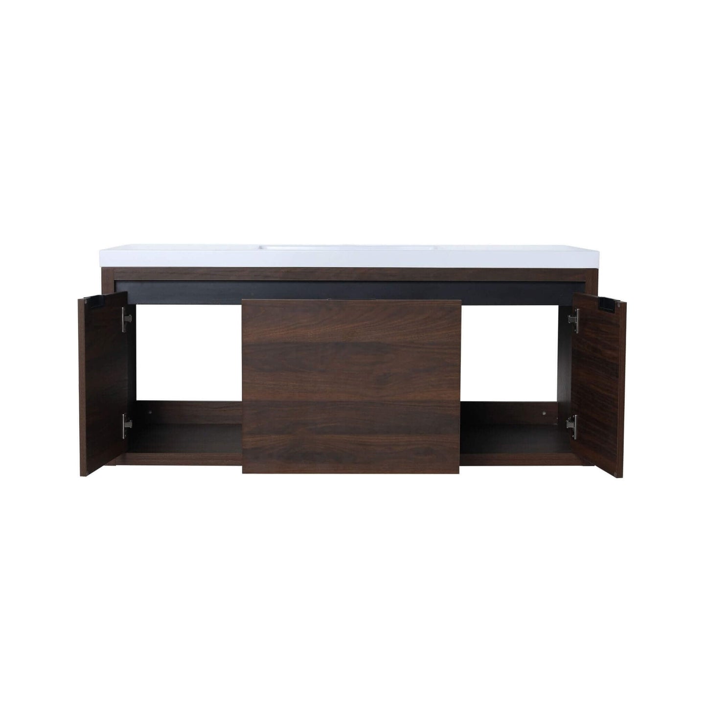 Alora Floating Walnut Bathroom Vanity With Resin Sink Soft Close Doors